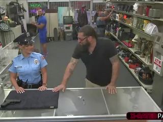 Sexy polisi woman wants to pawn her weapon and ends up fucked by shawn